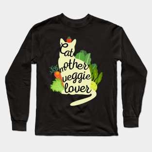 Cat Mother Veggie Lover (Green Cat Silhouette) Long Sleeve T-Shirt